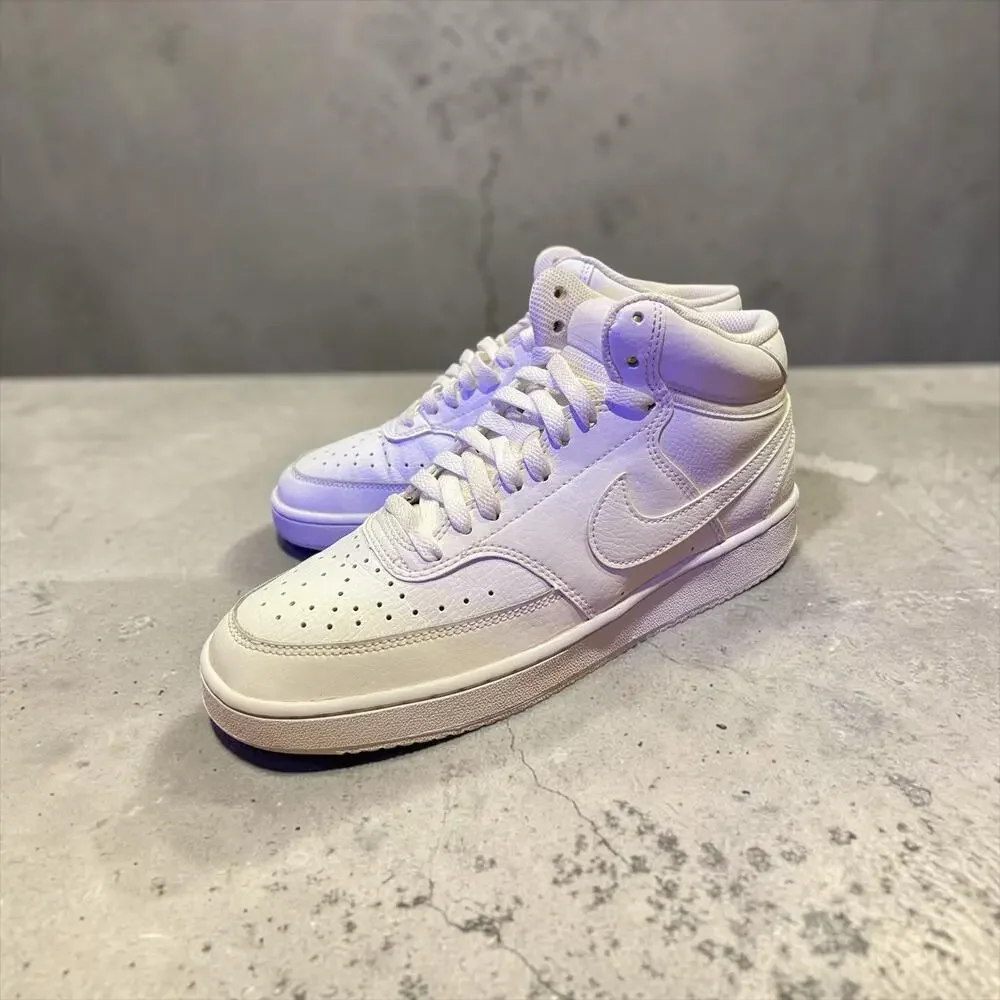 Nike Court Vision Mid Next Nature shoes in a triple white colorway US 9 EU 40.5